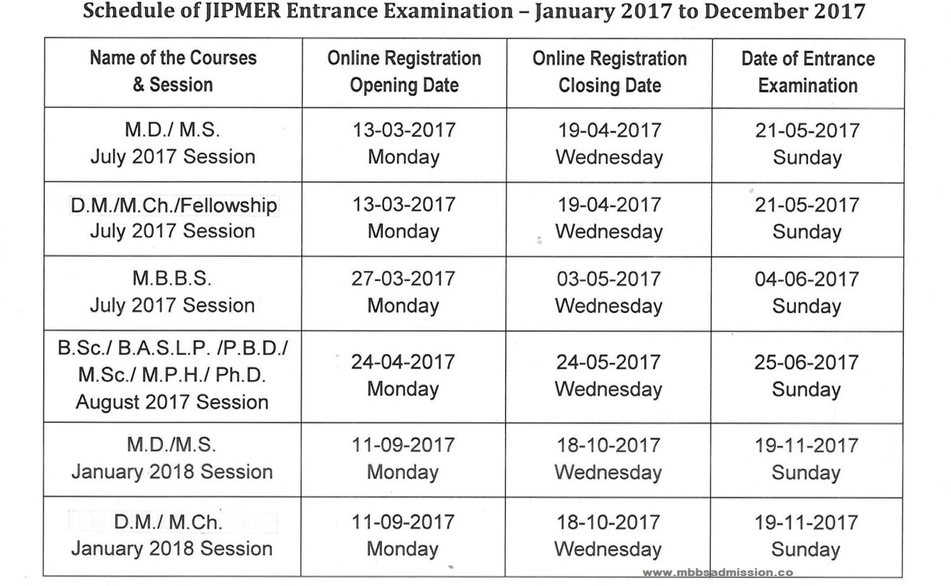 jimper entrance exam schedules 2017