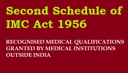 Second Schedule of IMC Act 1956